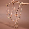 Glass Crystal Pendant Beaded Necklace with Tassel S0OX3T6907