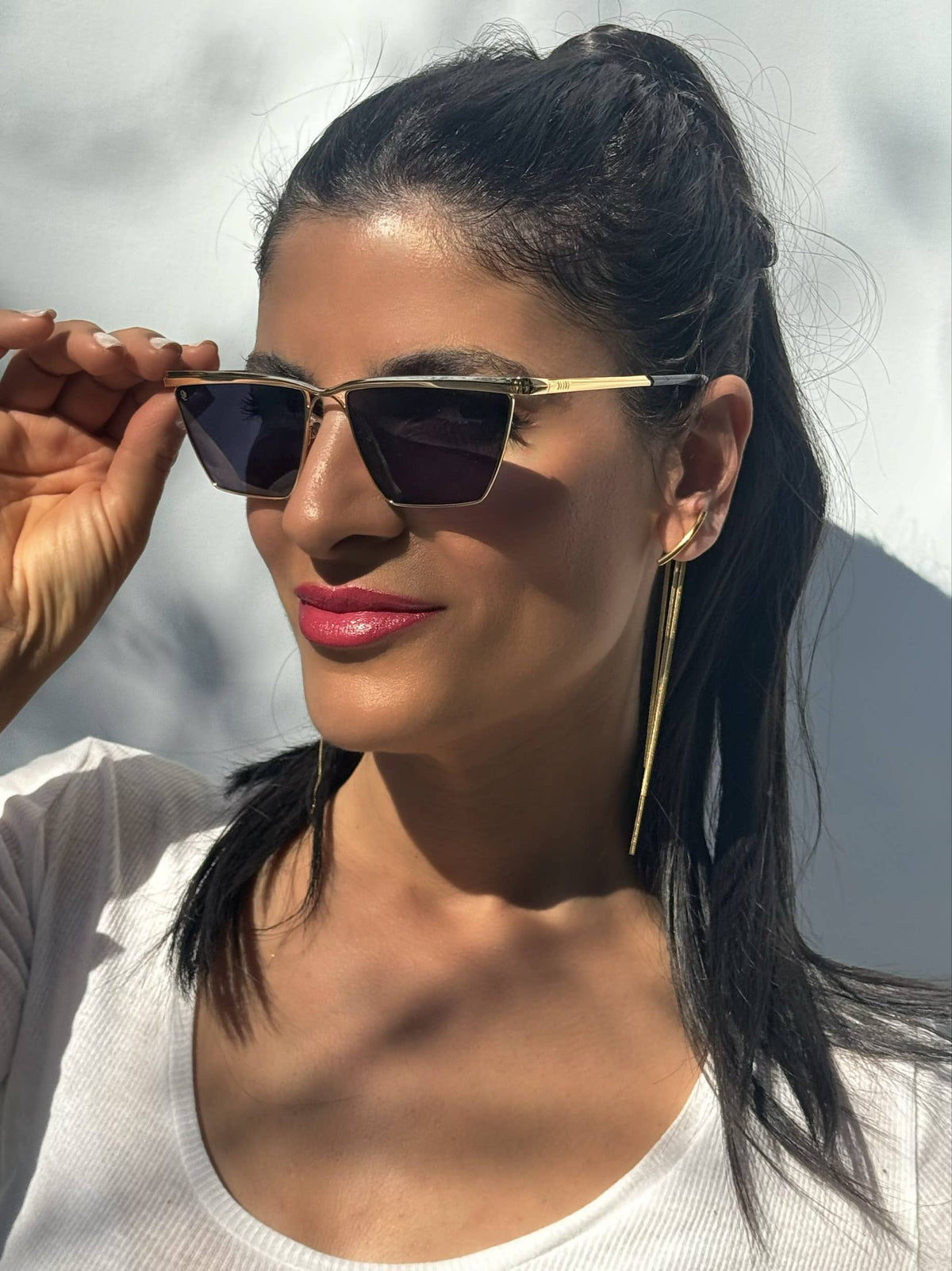 Handpicked Long Gold Earrings, Minimal Gold Earrings