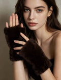 Fingerless faux fur mittens