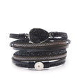 Handpicked Crystal Multi-Layer Leather Magnetic Snap Bracelet