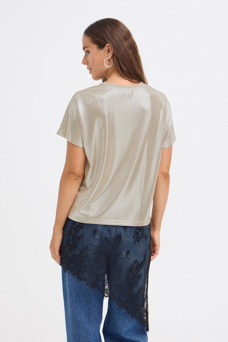 Pulz Fina V-neck Metallic T-Shirt 50210875