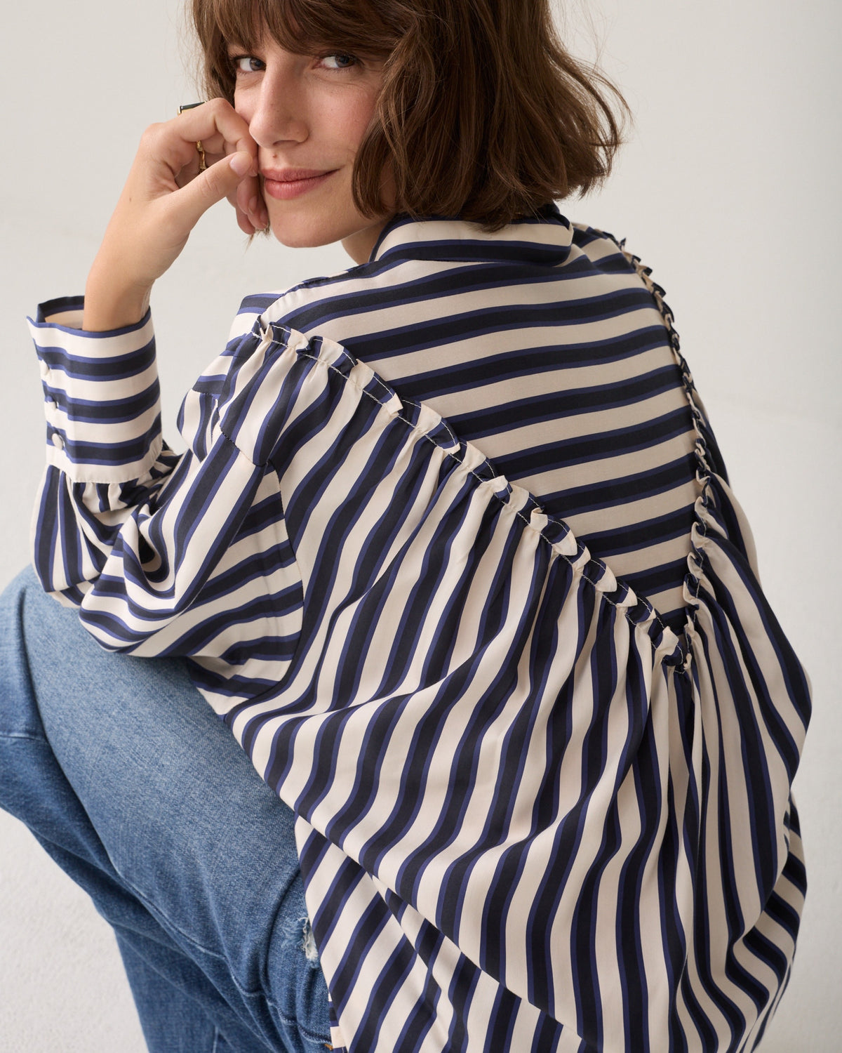 Summum Stripe Satin Blouse 2s3515-12521