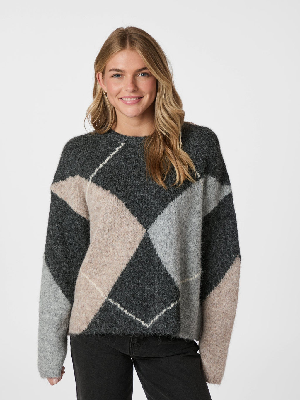Neo Noir Inga Check Fluff Knit 165205