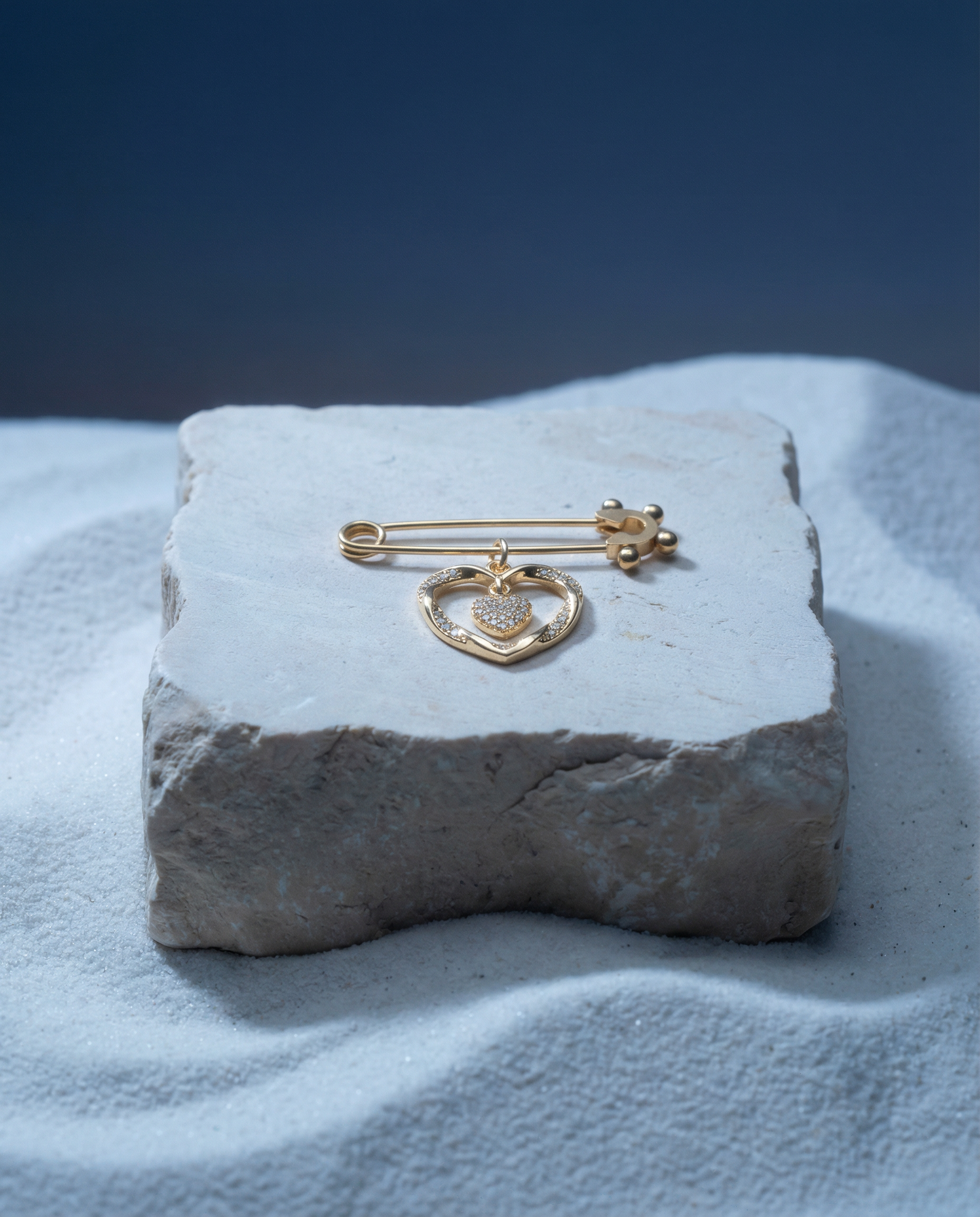 Handpicked Pin Brooch with Double Heart