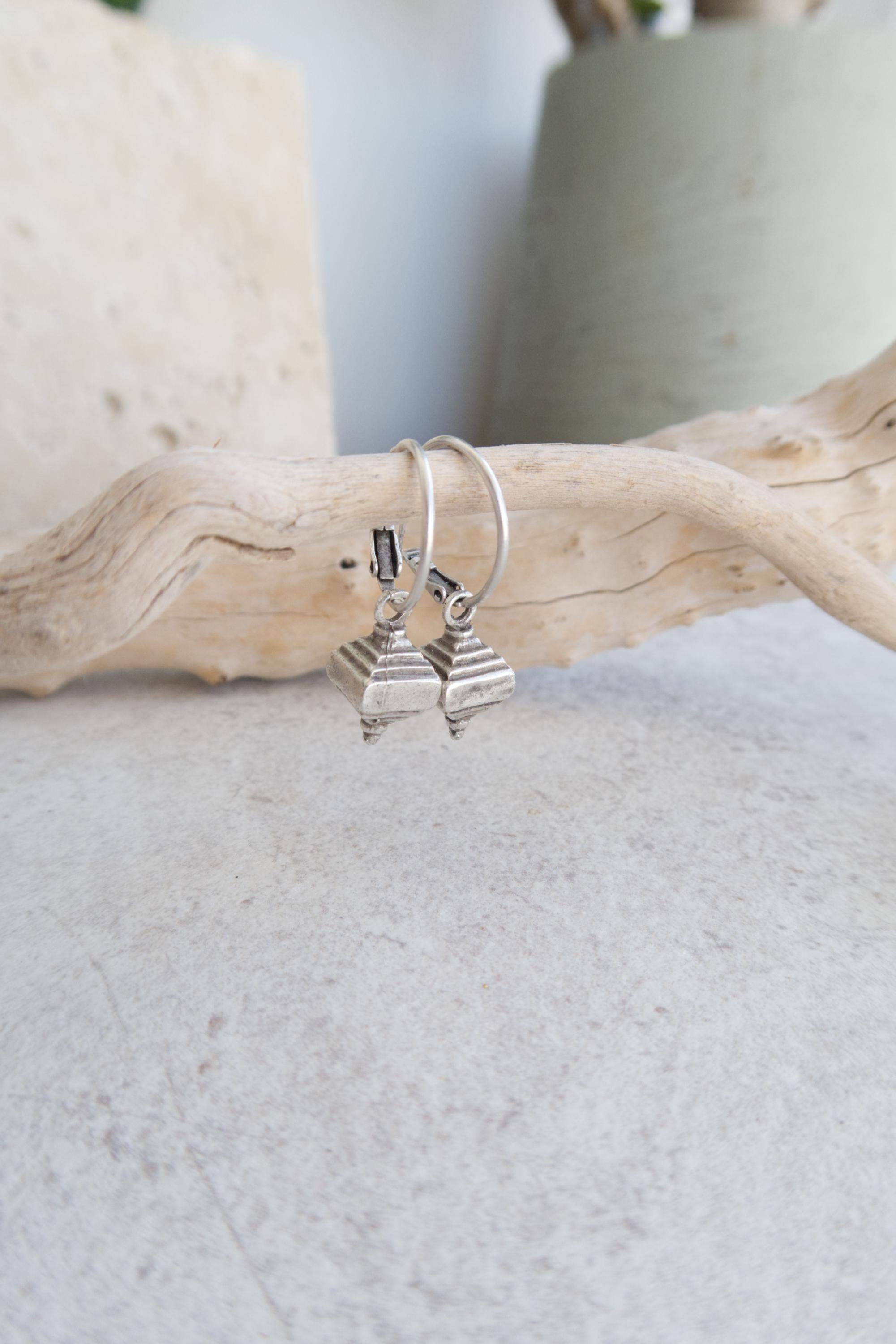 Handpicked Silver Spinning Charm Hoop Earrings