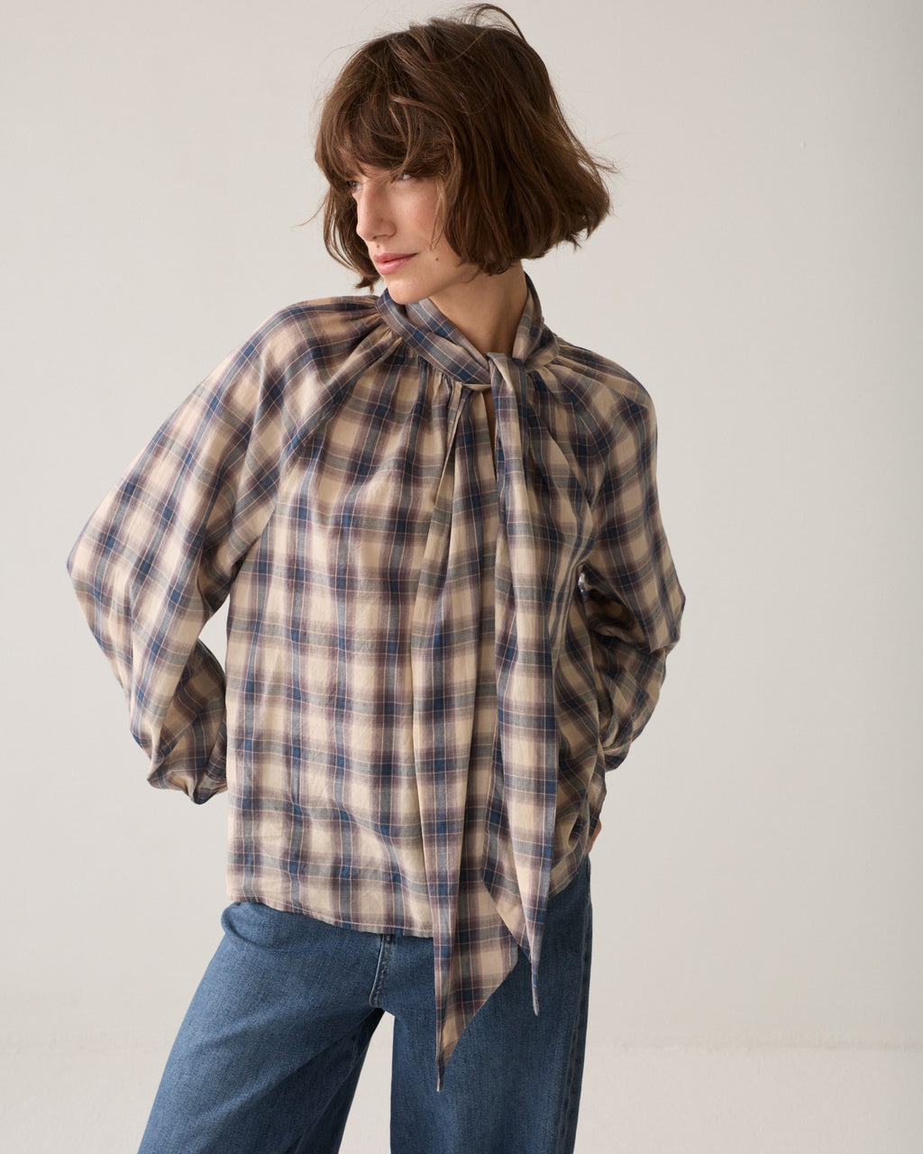 Summum Blue Check Top 2s3533-12533
