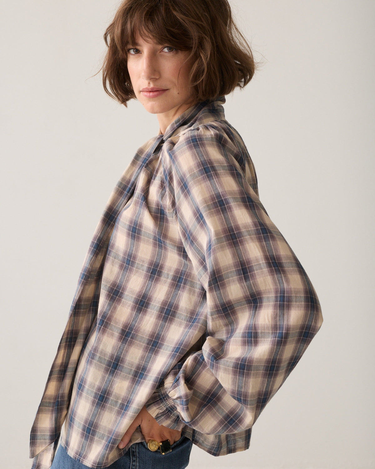 Summum Blue Check Top 2s3533-12533