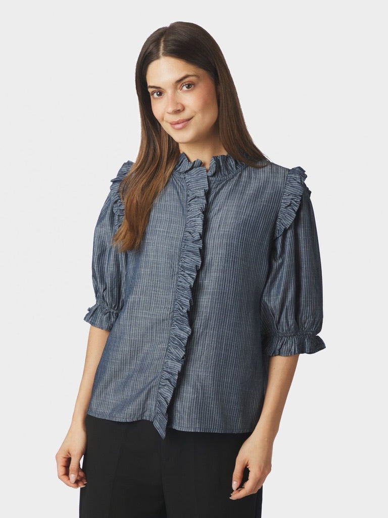 Neo Noir Chacha Chambray Stripe Blouse 169737