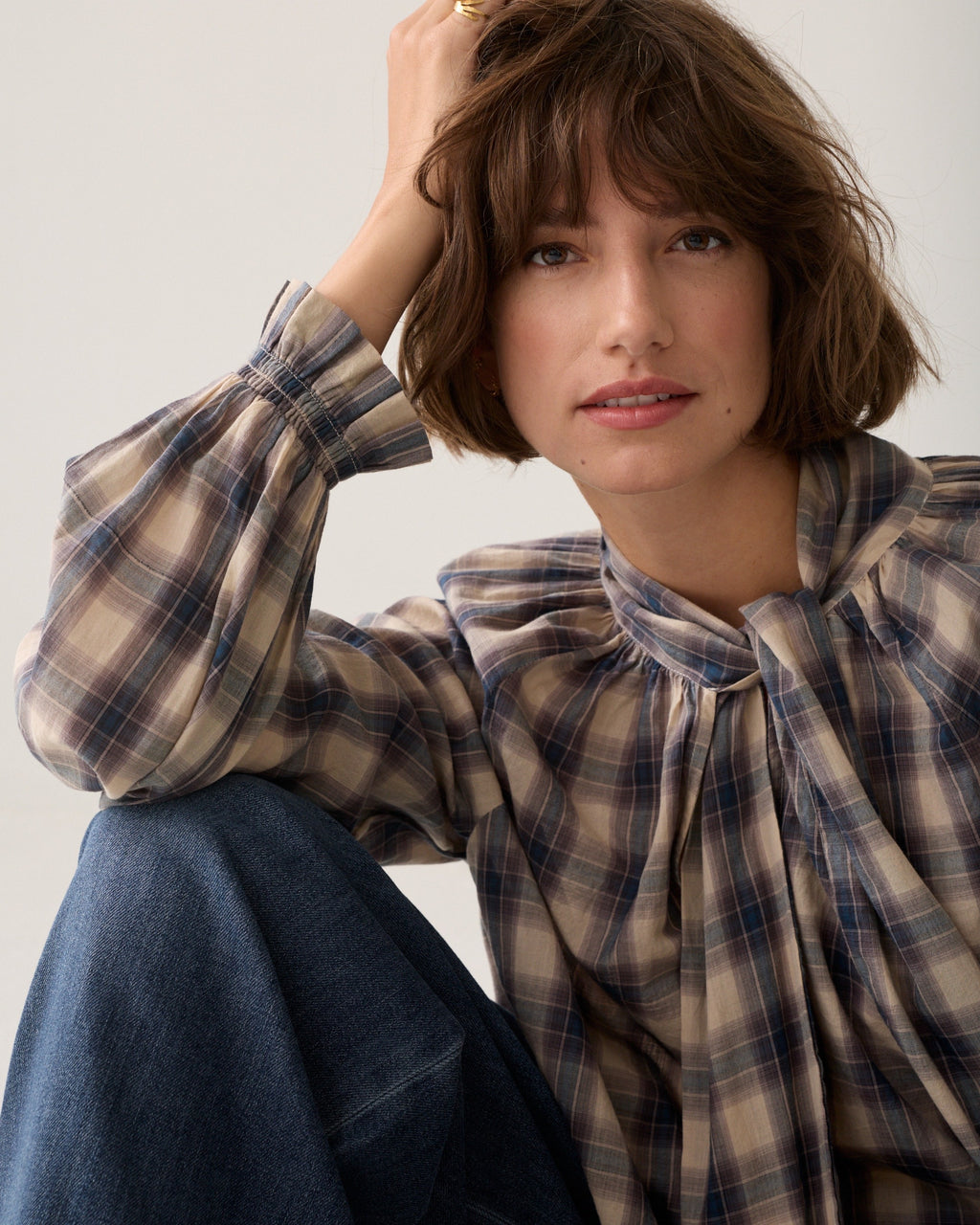 Summum Blue Check Top 2s3533-12533