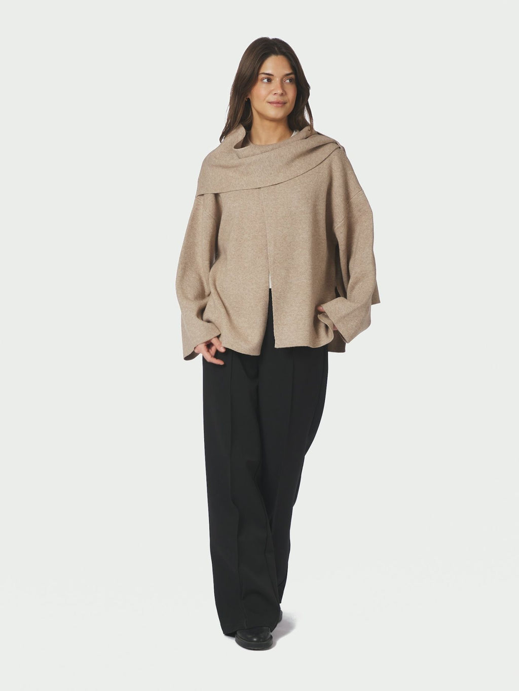 NEO NOIR Wals Knit Scarf Blouse 166203