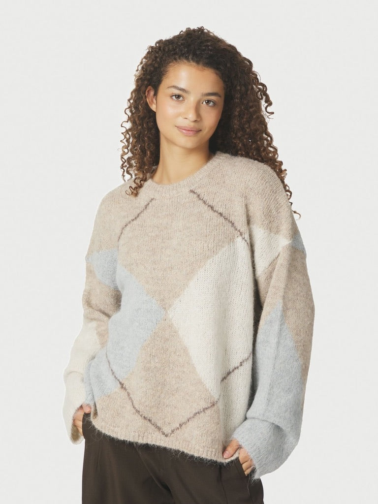 NEO NOIR Inga Check Fluff Knit Blouse 165205