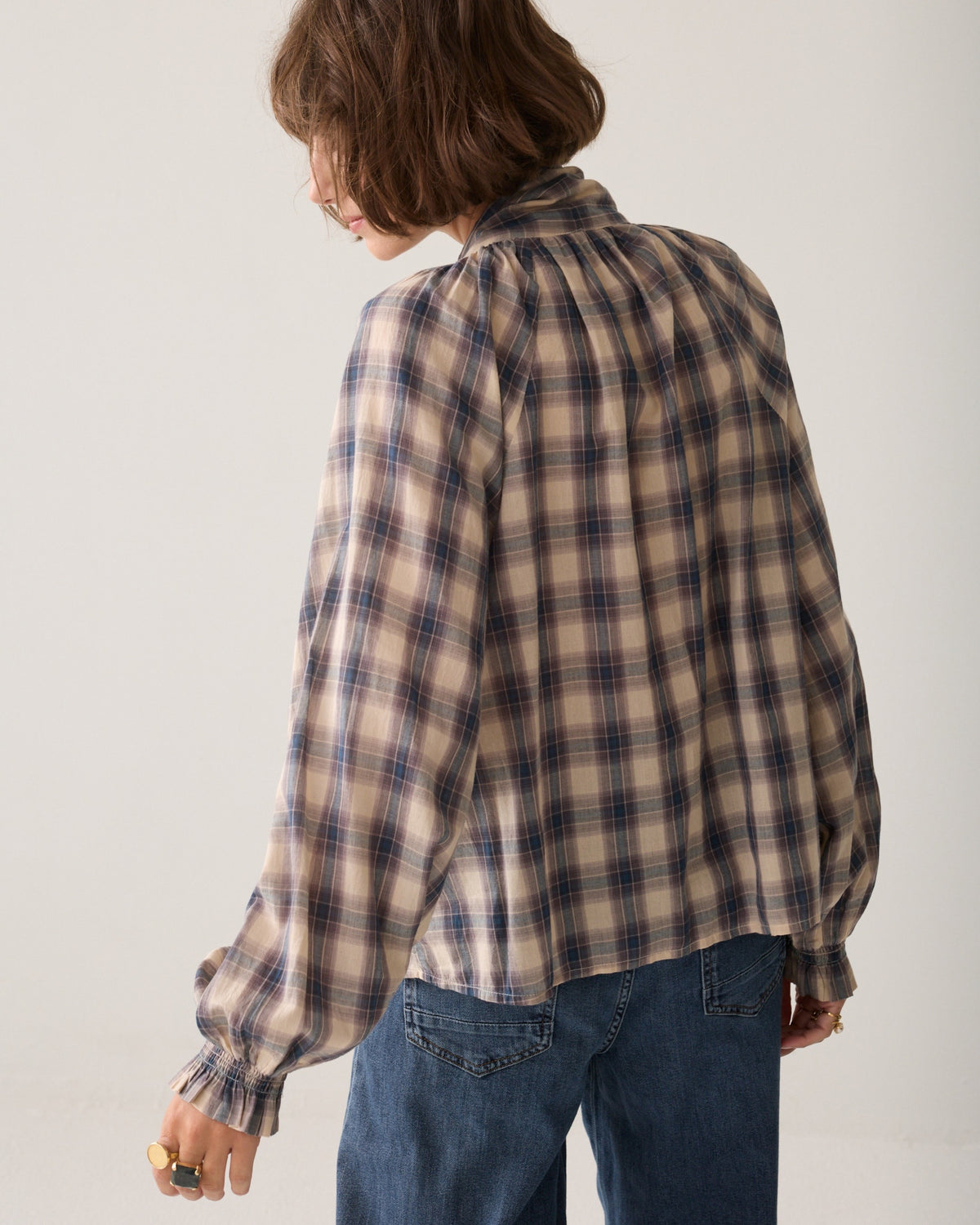 Summum Blue Check Top 2s3533-12533