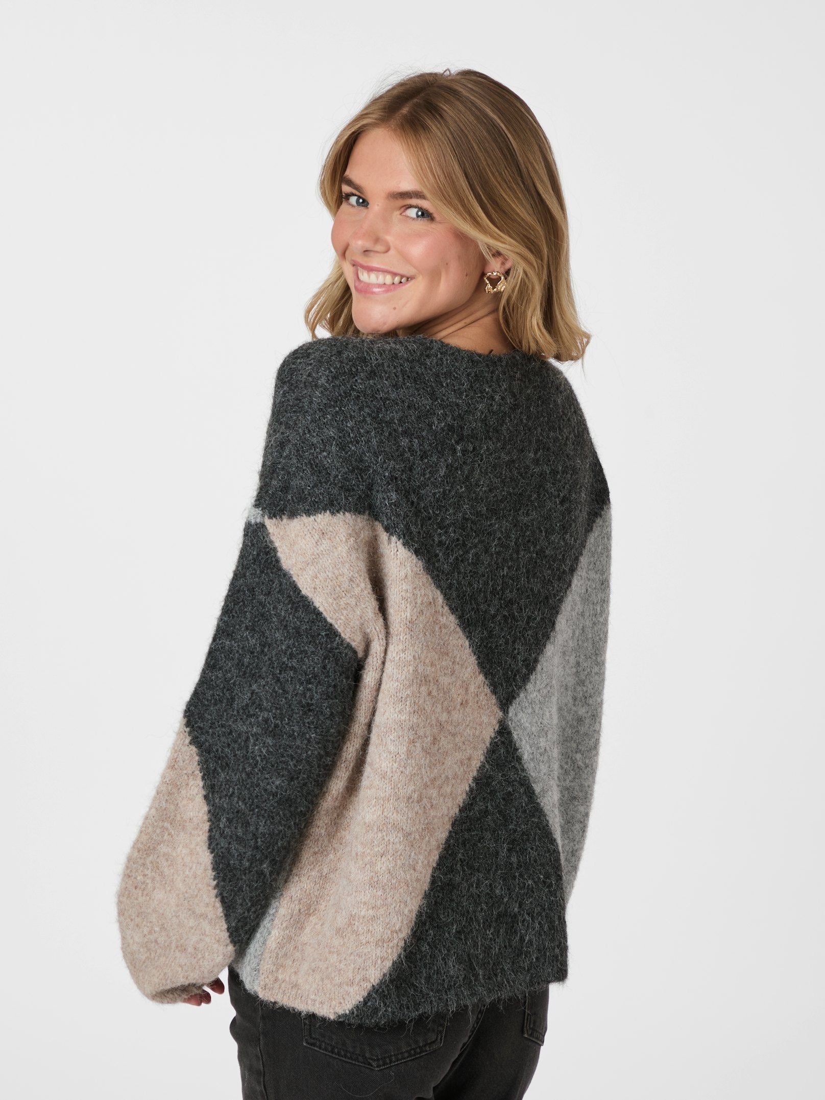 Neo Noir Inga Check Fluff Knit 165205