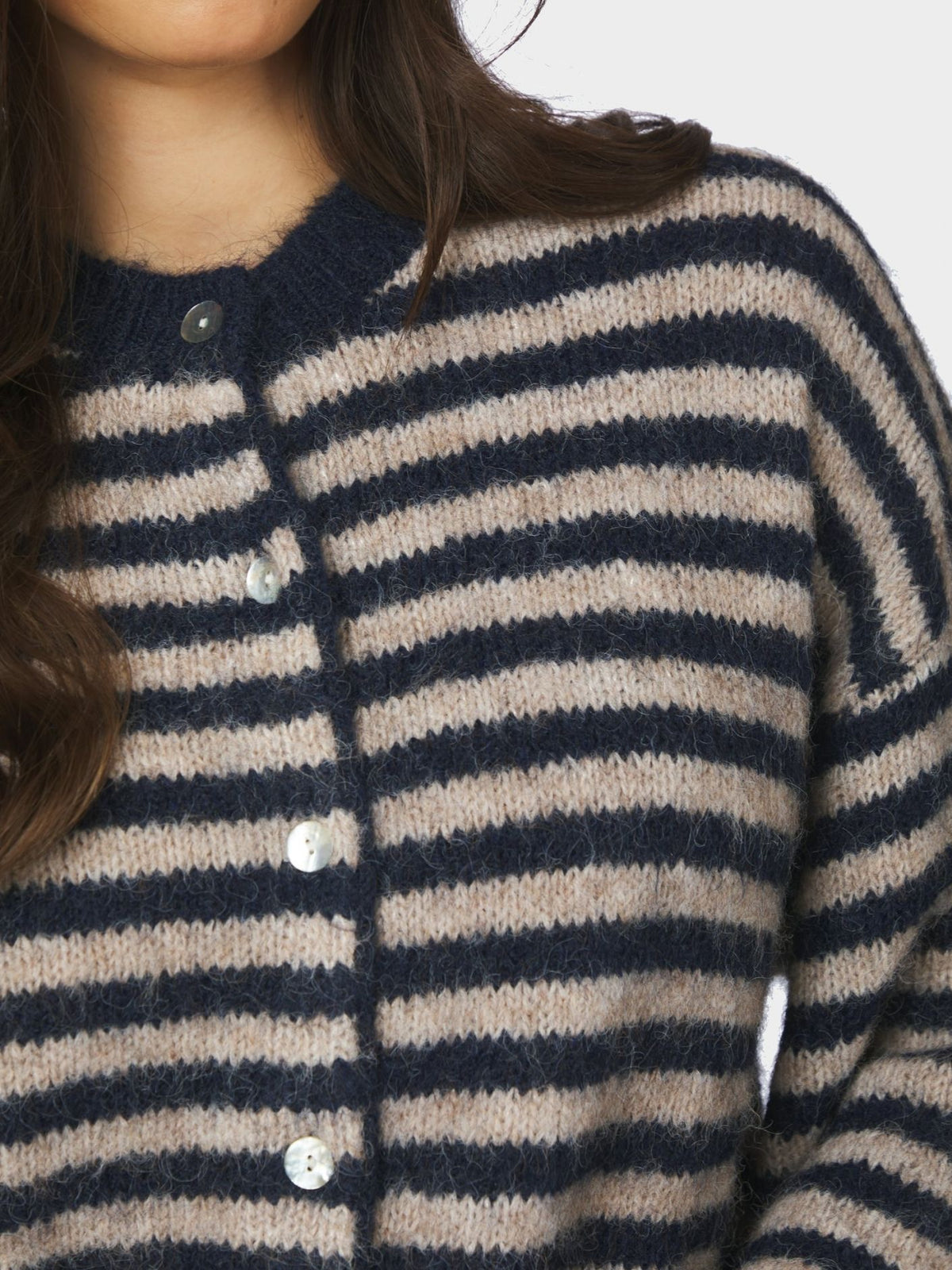 Neo Noir Isana Stripe Fluffy Knit Cardigan 169700