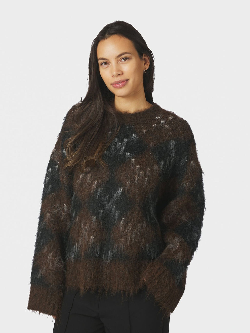 NEO NOIR Roeme Check Fluffy Knit Blouse 168111