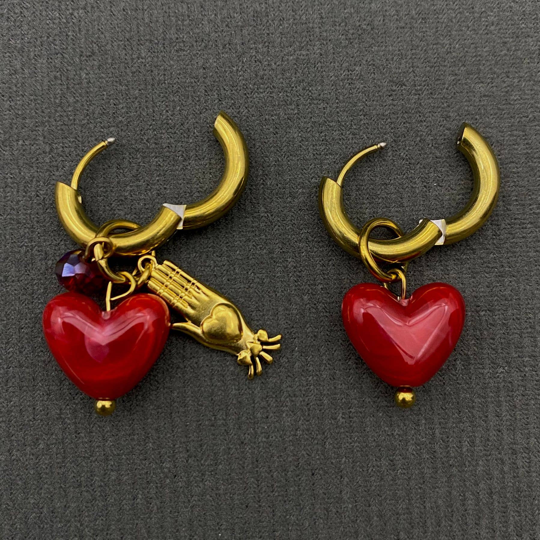 Handpicked Red Resin heart Earrings