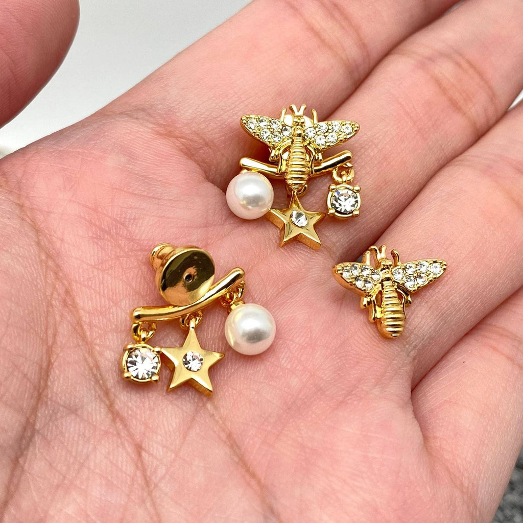 Handpicked Pearl & Bee Stud Earrings