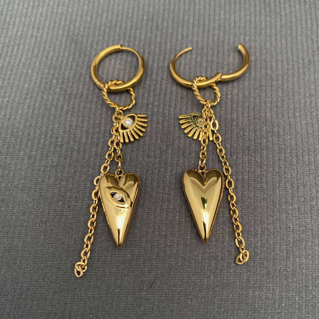 Handpicked Eivl Eyes Fringe 18K Gold Plated Earrings