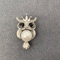 Handpicked Rhinestone & Pearl Owl Brooch