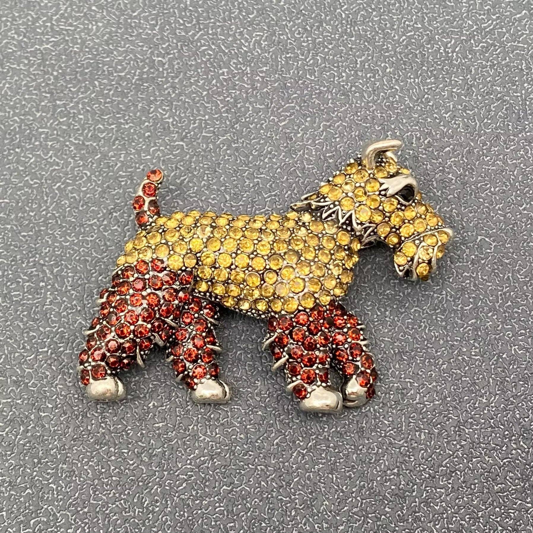 Handpicked Full Rhinestone Schnauzer Dog Brooch
