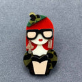 Handpicked Red Hair Girl Acrylic Brooch