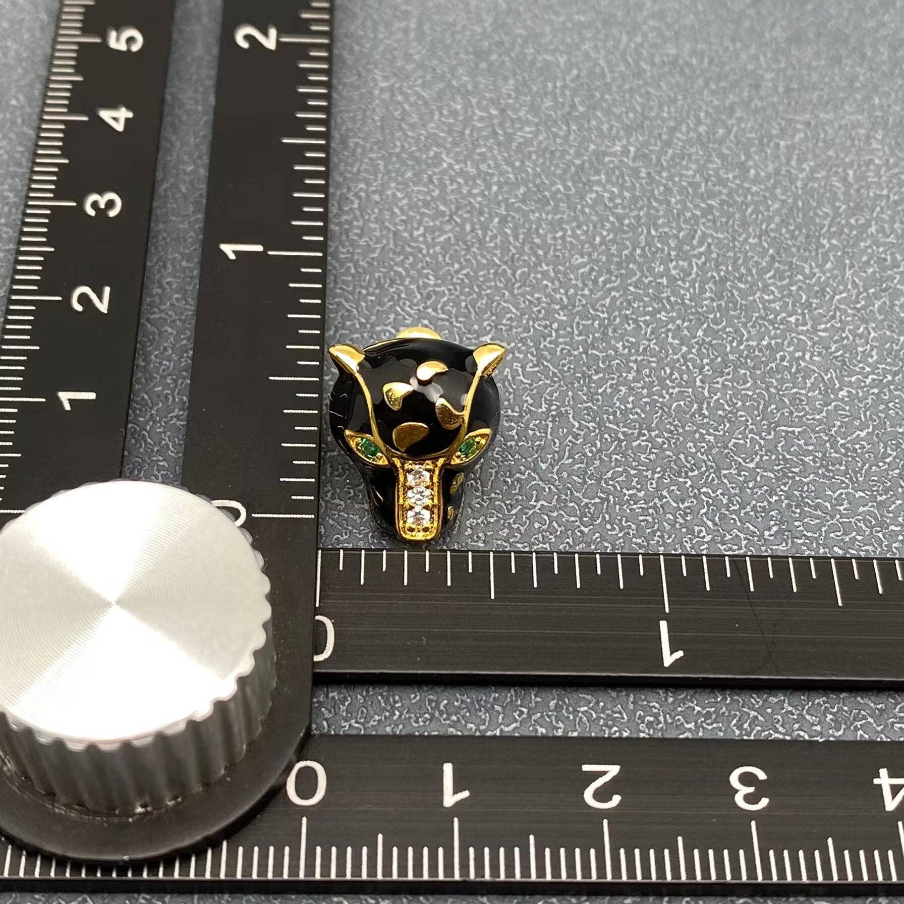 Handpicked Rhinestone Enamel Panther Black Leopard Ear Studs