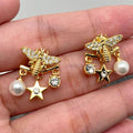 Handpicked Pearl & Bee Stud Earrings
