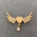 Handpicked Rhinestone Angel Wings Heart-shaped Brooch