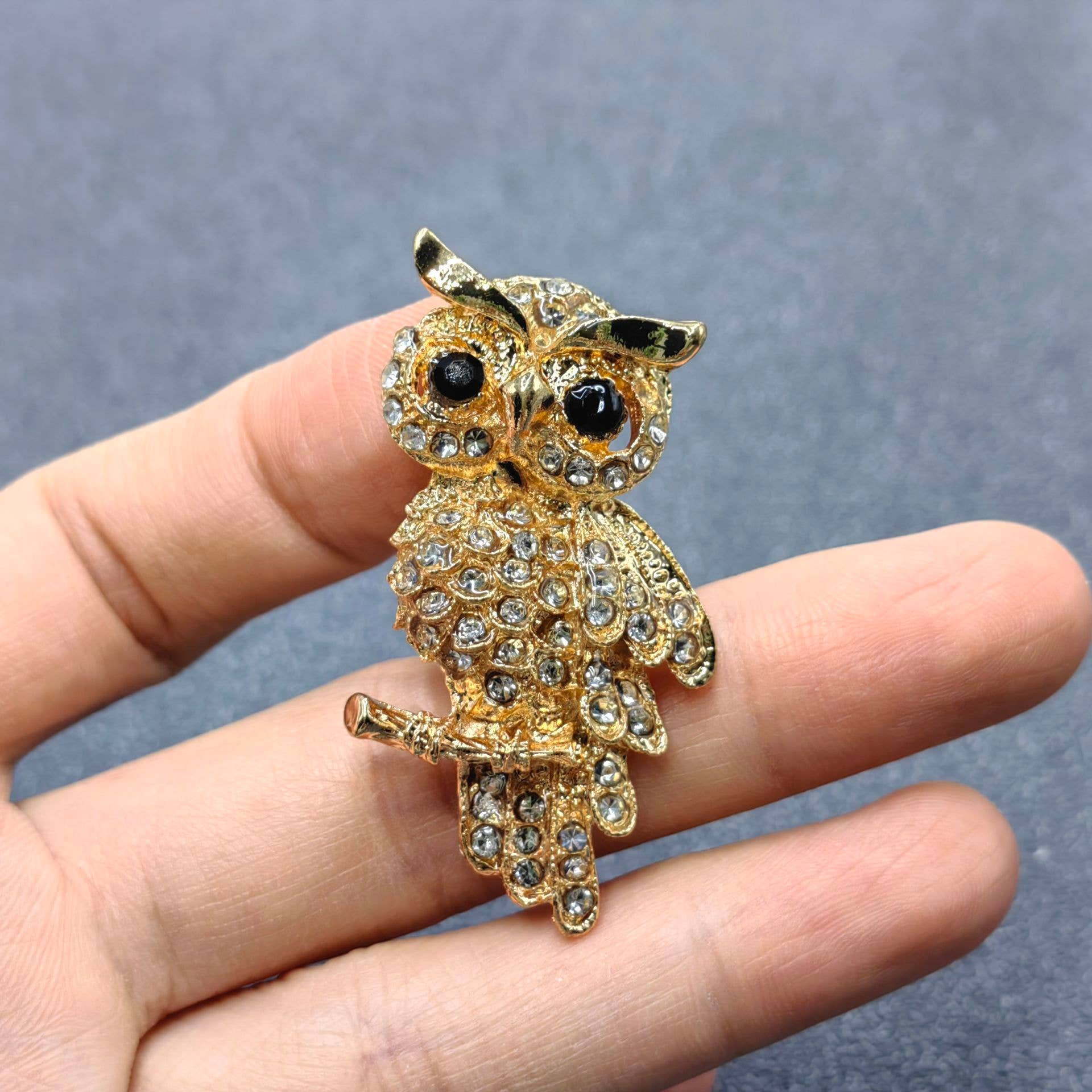 Handpicked Rhinestone Owl Brooch