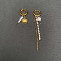 Handpicked Star Pearl Zircon Chain Huggie Earrings
