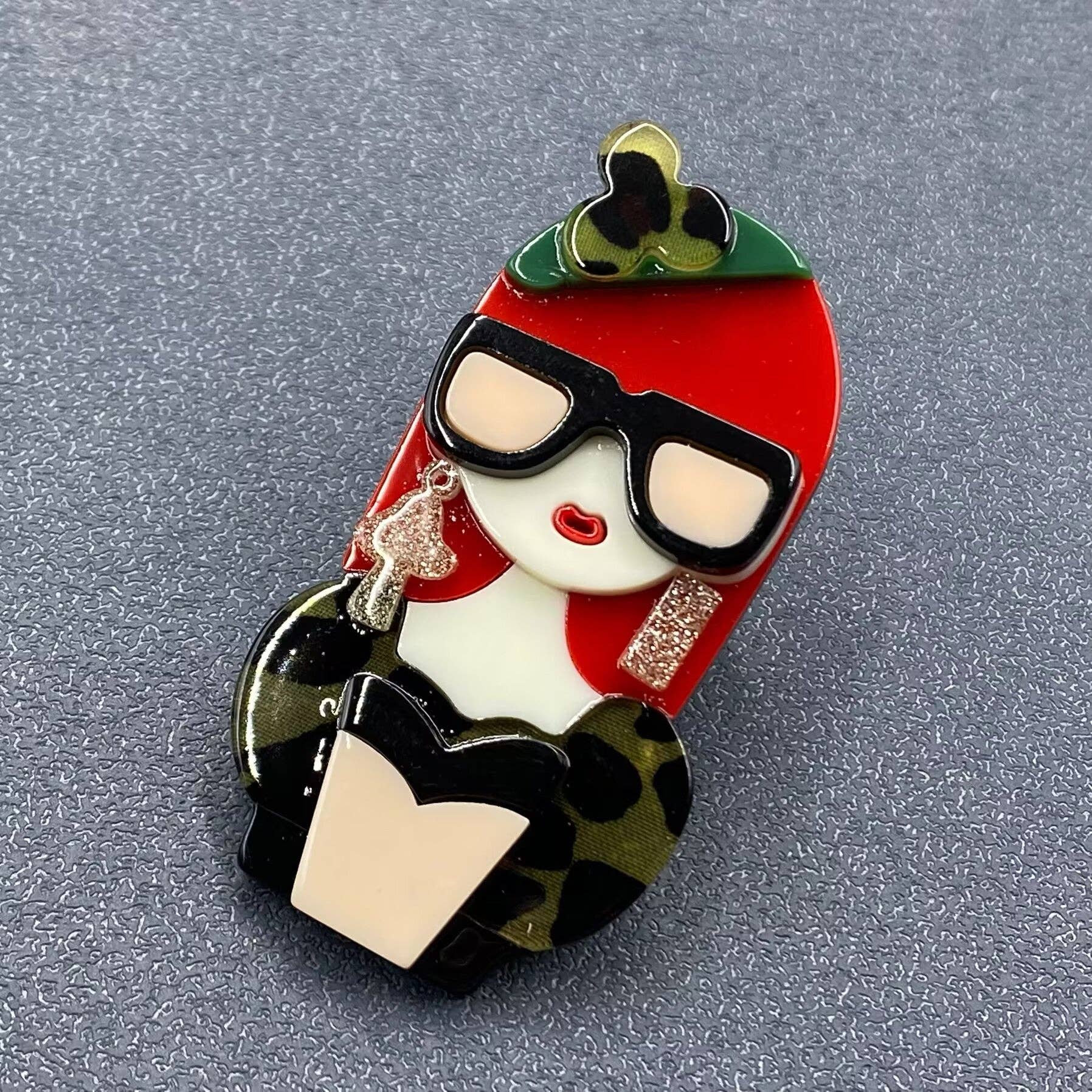 Handpicked Red Hair Girl Acrylic Brooch