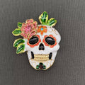 Handpicked Enamel Flower Skull Brooch