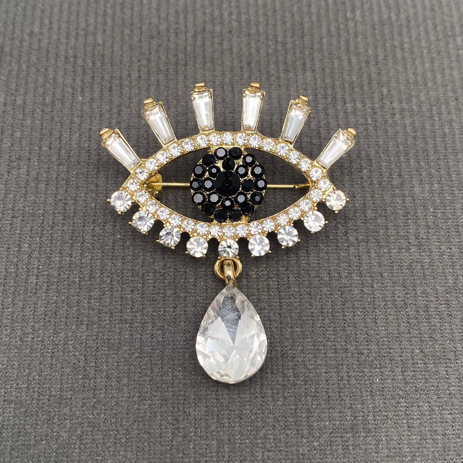Handpicked Rhinestone Inlaid Evil Eye Brooch