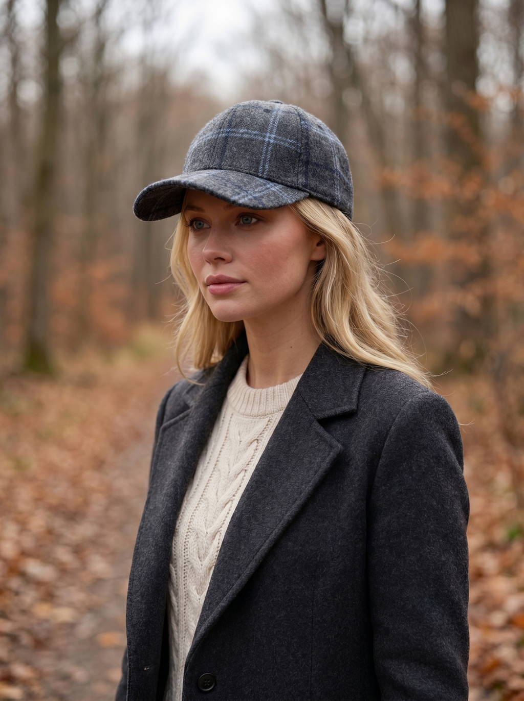 Check Wool Style Cap
