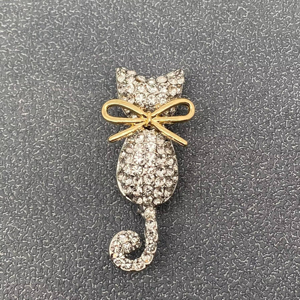 Handpicked Rhinestone Cat Brooch