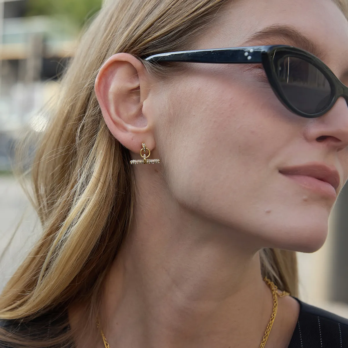 Handpicked Crystal T Bar Earrings