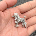 Handpicked Full Rhinestone & Pearl Poodle Silver Brooch