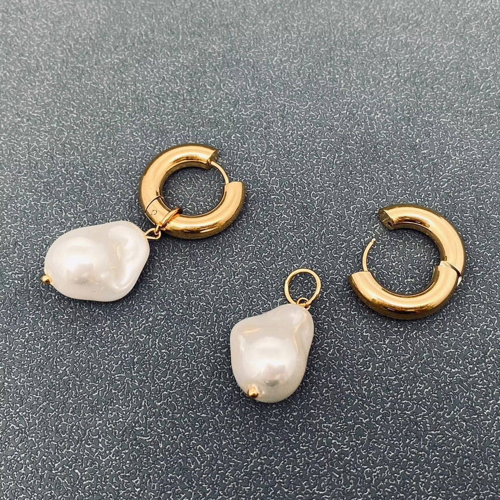 Handpicked Pearl Charm pendant Huggie Earrings