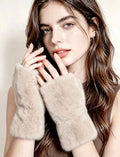 Fingerless faux fur mittens