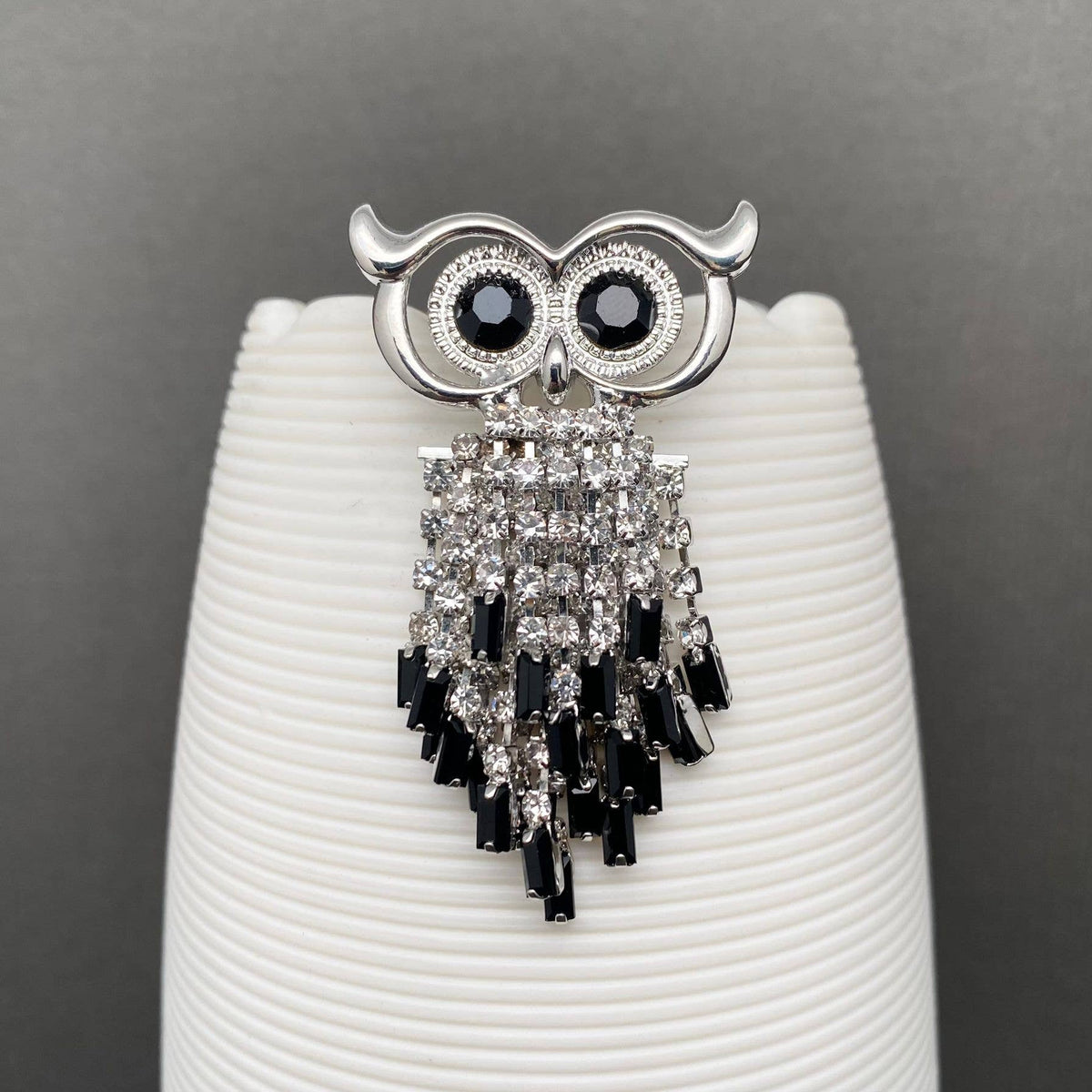 Handpicked Rhinestone Fringe Owl Brooch