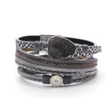 Handpicked Crystal Multi-Layer Leather Magnetic Snap Bracelet