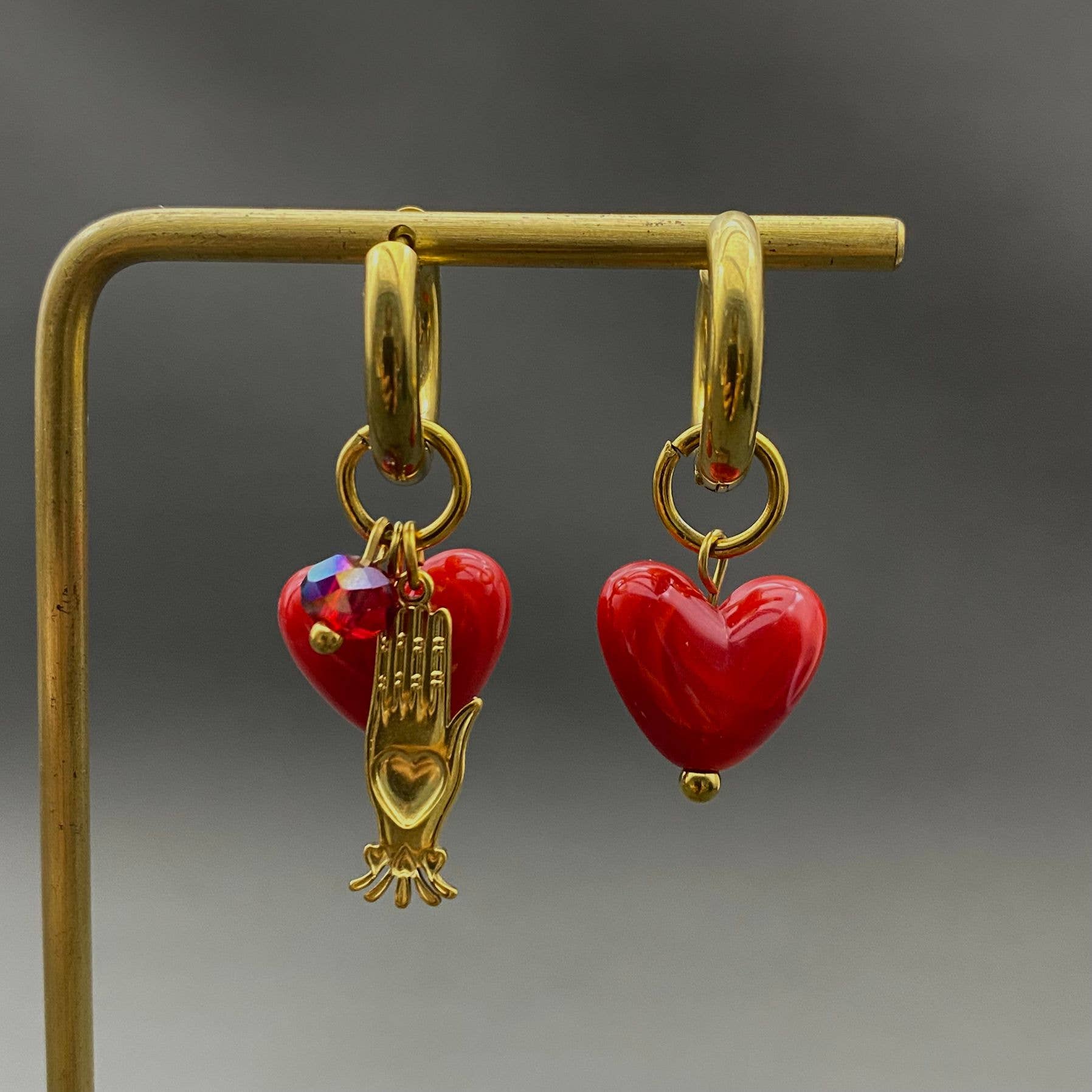 Handpicked Red Resin heart Earrings