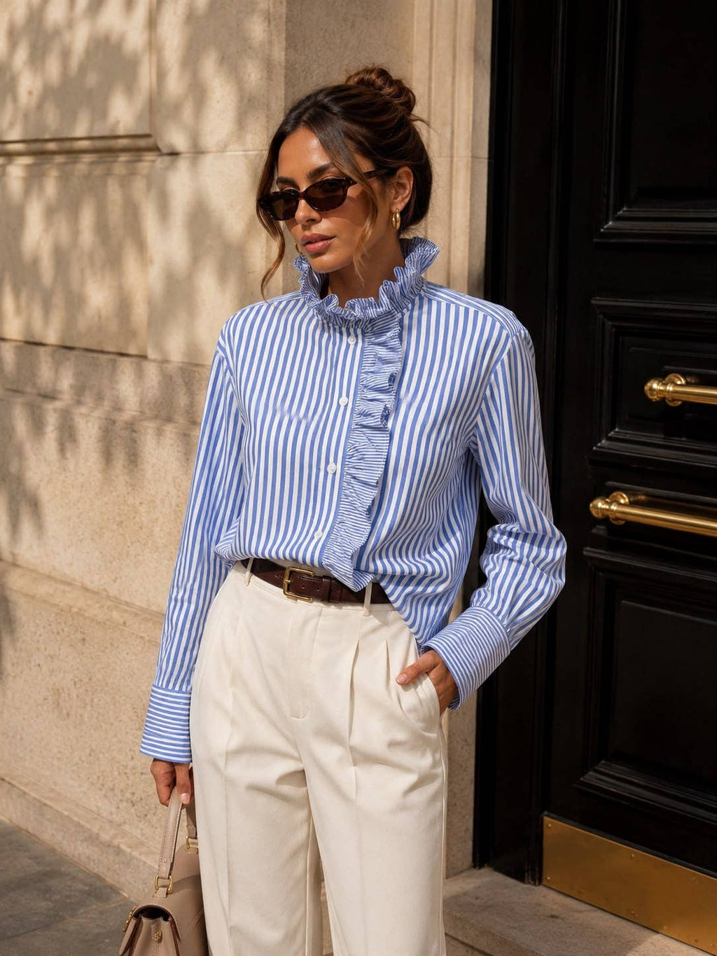 Handpicked Striped ruffled shirt