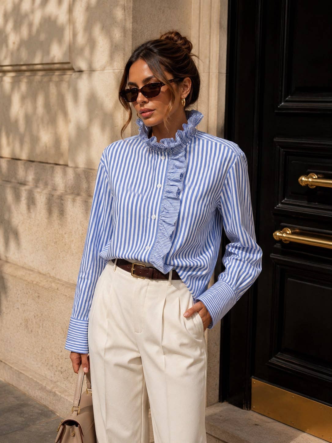 Handpicked Striped ruffled shirt