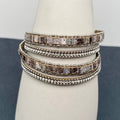 Handpicked Rhinestone Leather Woven Double Layered Bracelet